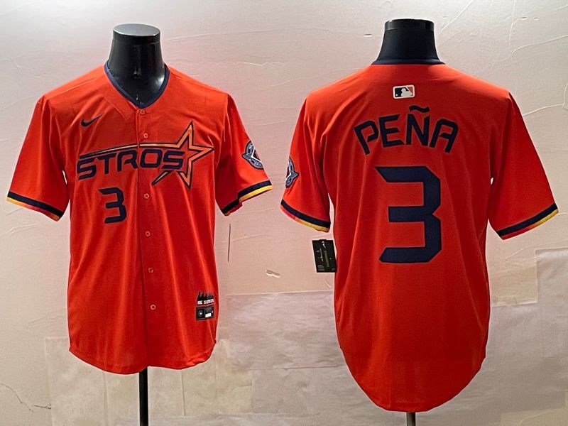 Men Houston Astros #3 Pena Orange Three generations Joint Name 2025 Nike MLB Jersey style 9